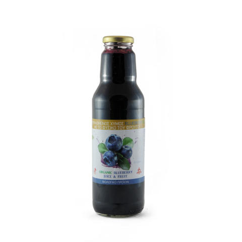 Χυμός χωρίς ζάχαρη με ολόκληρα blueberries 720ml. ΒΙΟ