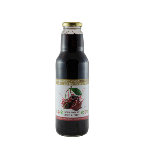 Χυμός χωρίς ζάχαρη με ολόκληρα βύσσινα 720ml.