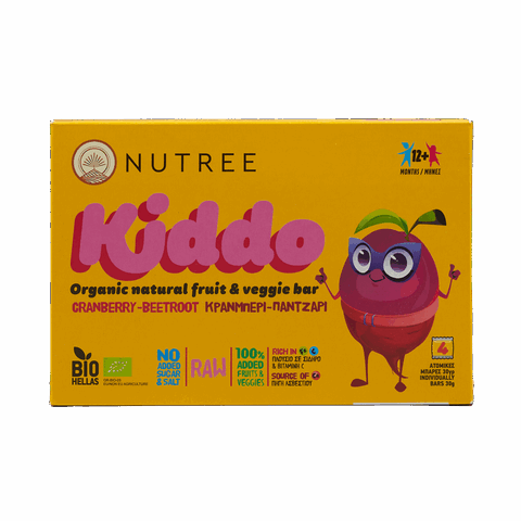 Kiddo μπάρες cranberries & παντζάρι 4*30γρ. ΒΙΟ (χωρίς γλουτένη)