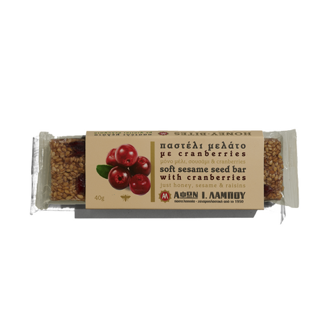 Παστέλι χωρίς ζάχαρη με cranberries 40γρ.